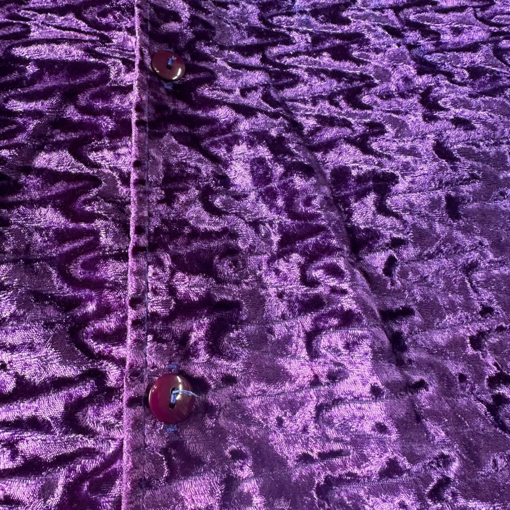 Vintage YMLA Unisex Purple Crushed Velvet Textured Button Down Shirt Long Sleeve - Picture 5 of 7